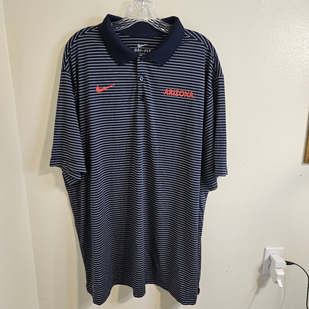 Nike Dri-Fit Arizona Men's Golf Polo Striped Shirt Size XXL  100%Polyest…